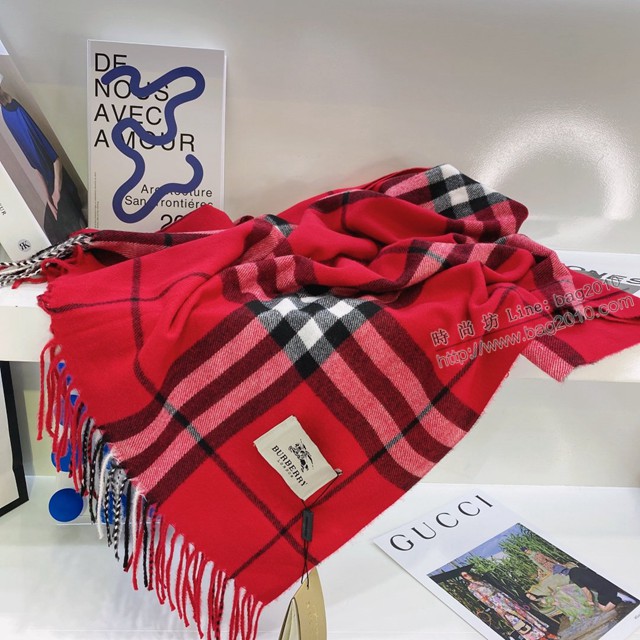 Burberry經典寬格混紡大披肩 經典格子女士圍巾披肩 巴寶莉2021新款羊毛羊絨圍巾  mmj1349